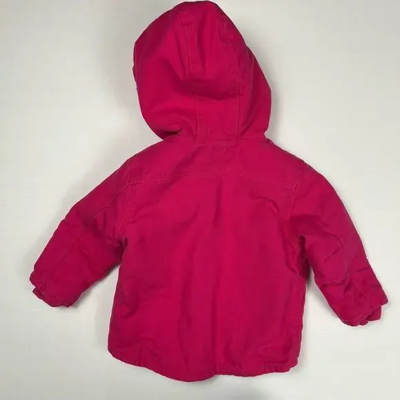 Carhartt 12 Months Baby Girl's Sherpa-Lined + Quilted Hooded Canvas Zip Jacket - Picture 7 of 10